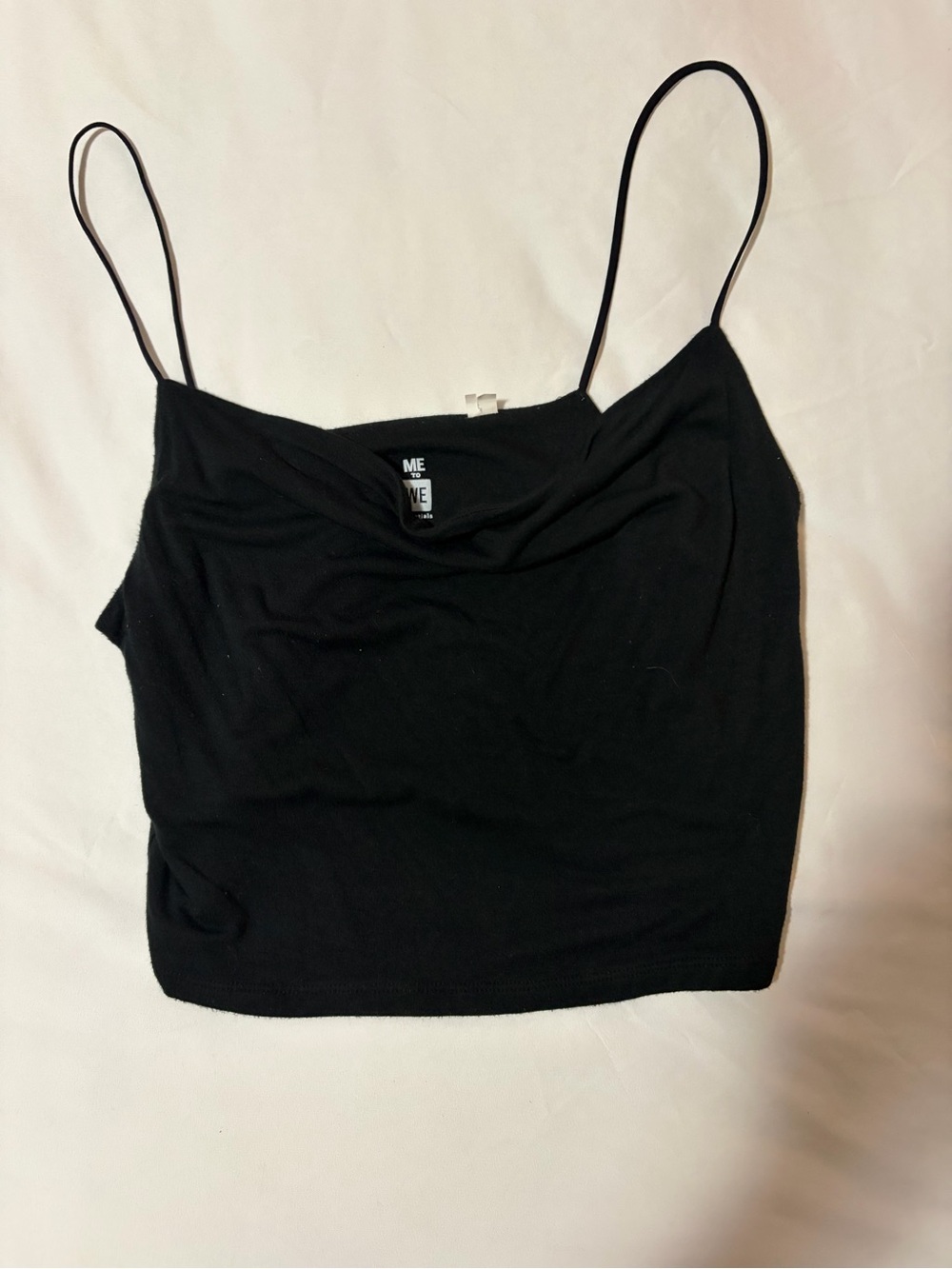 Me to We Black Cowl Neck Spaghetti Strap Camisole